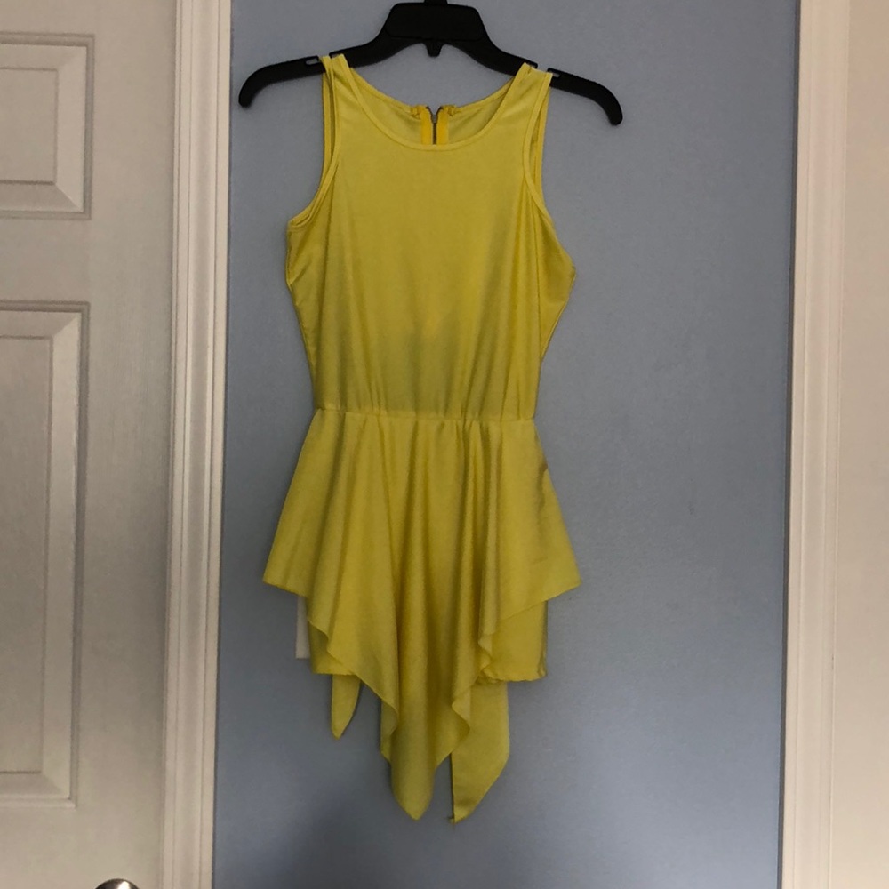 Yellow romper from Amazon with cut out back